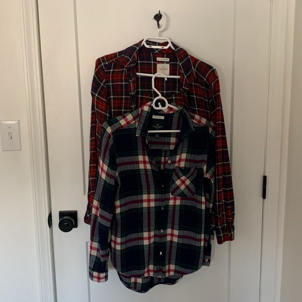 Pair of American Eagle plaid shirts